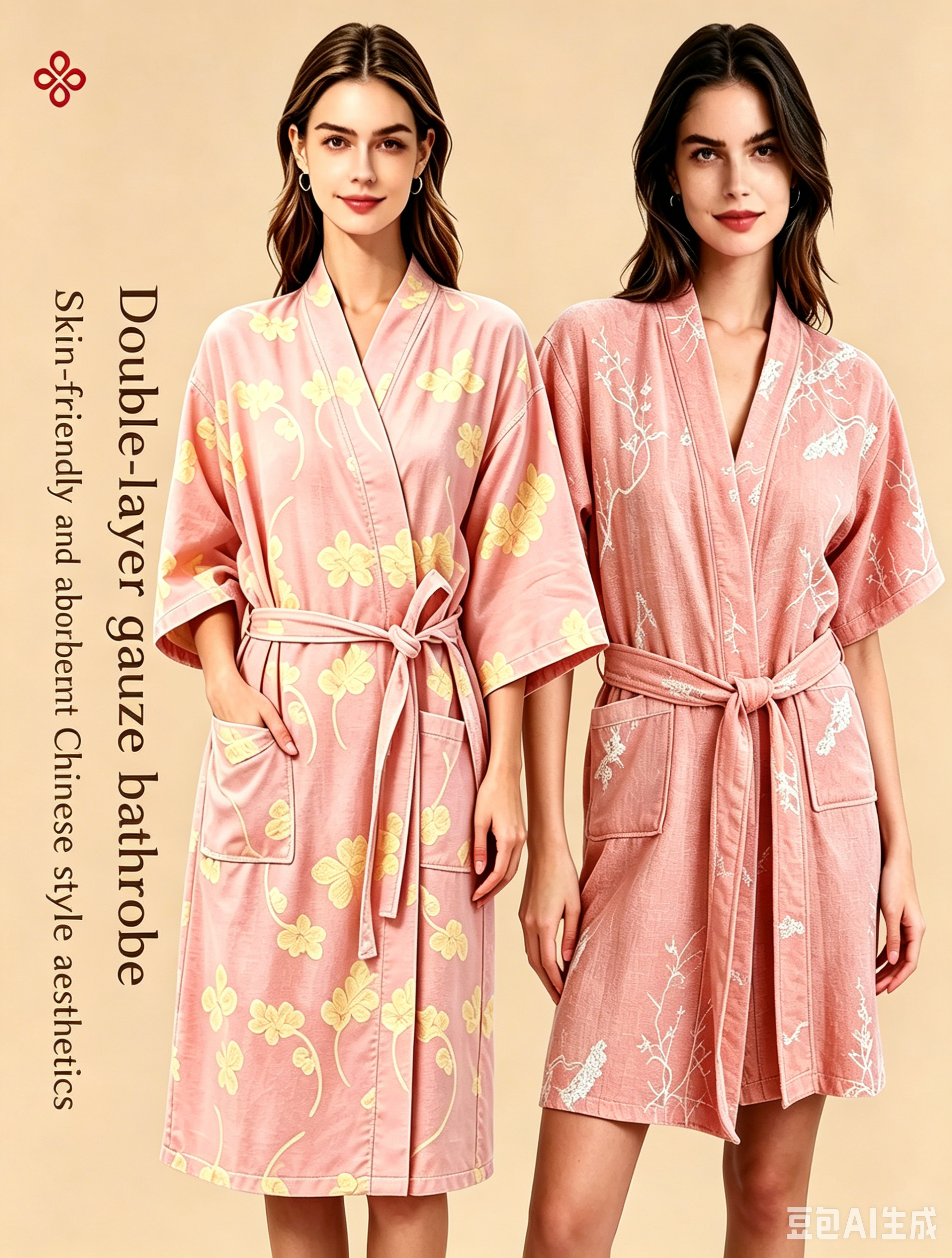 Chinese-style cotton yarn bathrobe unisex for men and women