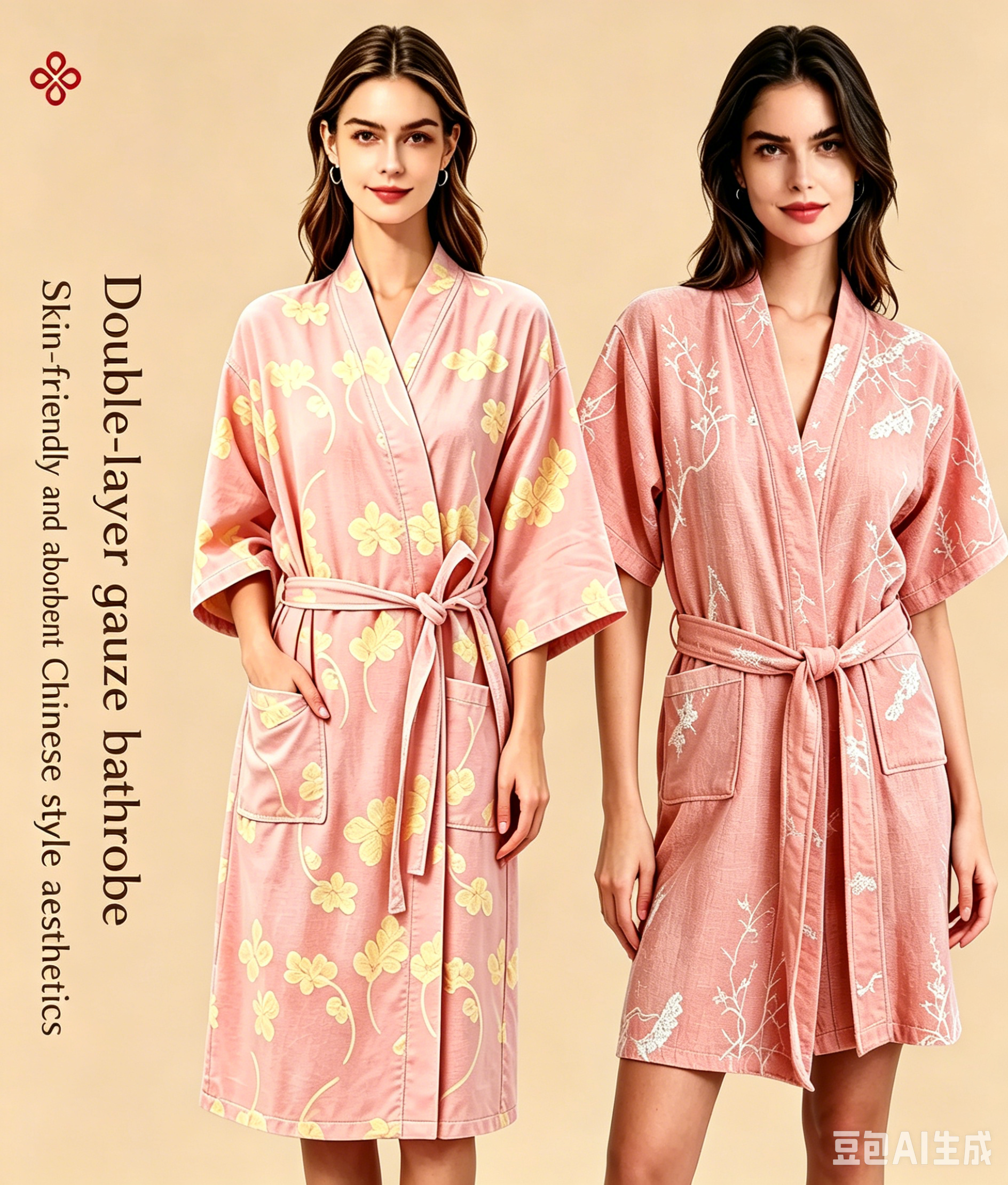 Chinese-style cotton yarn bathrobe unisex for men and women