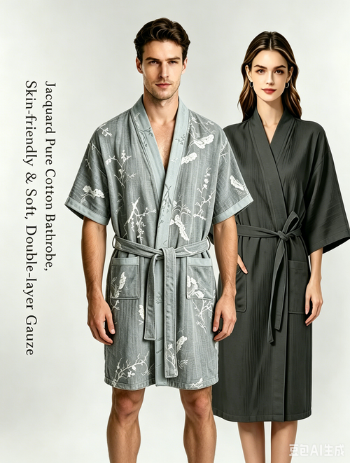 Chinese-style cotton yarn bathrobe unisex for men and women